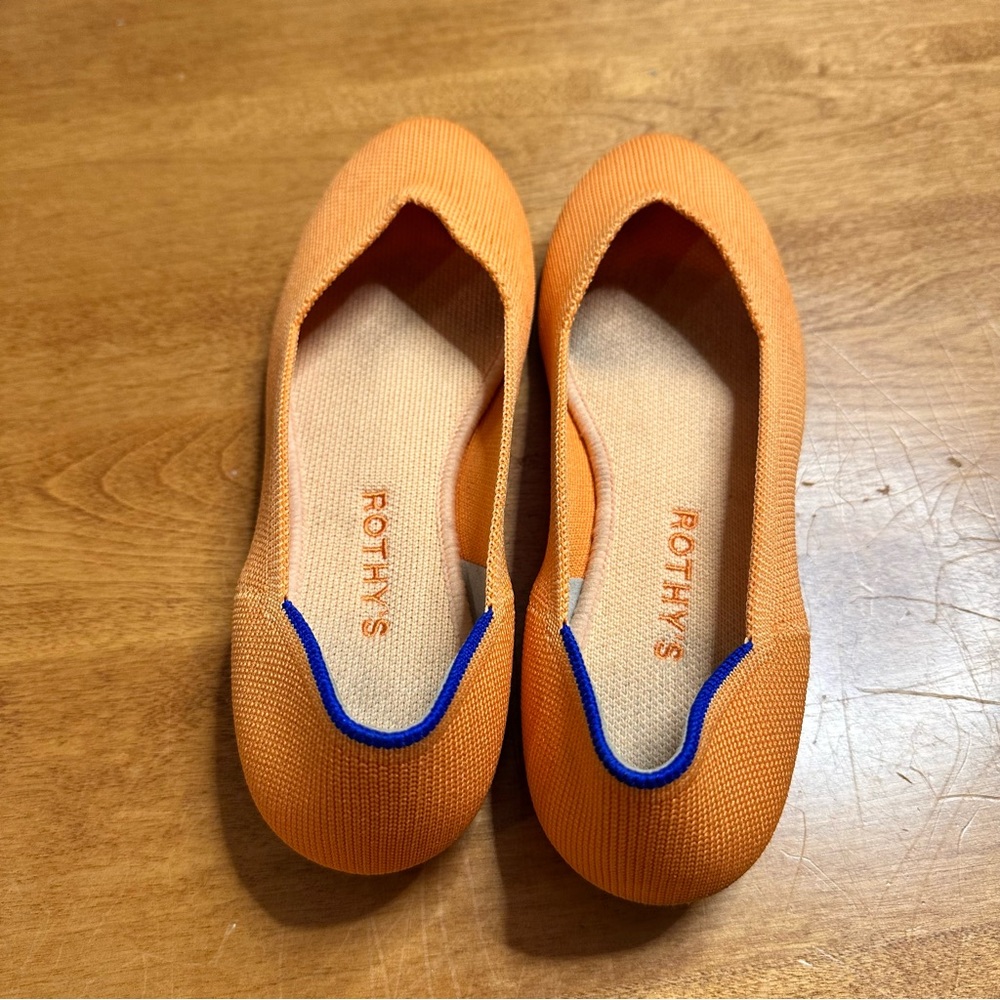 Rothy's Womens Slip On Tangerine Orange Round Toe Flat Shoes Size 6.5 Ballet - Picture 6 of 6